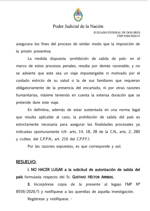 LA JUSTICIA LE PROHIBIÓ A GUSTAVO ARRIBAS SALIR DEL PAÍS. Imputado en la causa del ARA San Juan, está citado a declarar, mañana jueves.