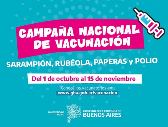 PROVINCIA DE BS. AS.: Mañana comienza la Campaña Nacional de Vacunación contra el Sarampión, Rubéola, Paperas y Polio. 